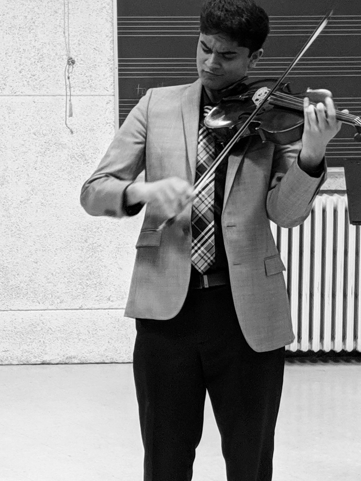 Rohan playing viola at his Boston University junior recital